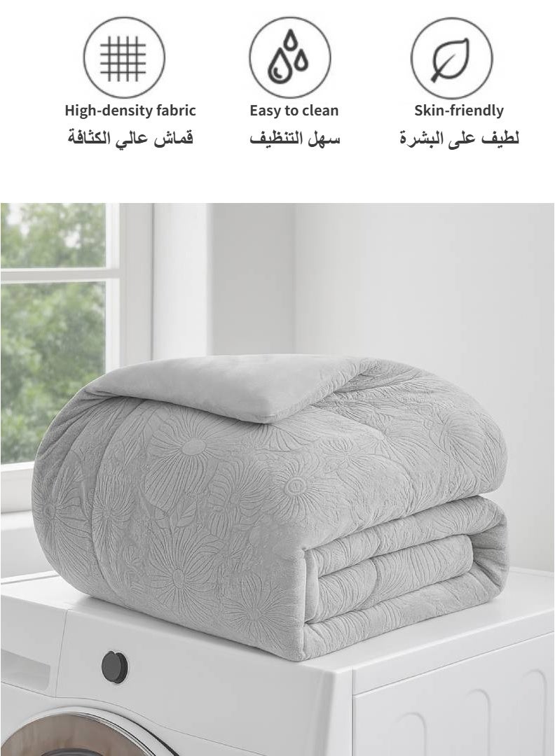 ODS Comforter Set 4-Piece (Comforter Included) – Soft Velvet Bedding Set with Fitted Sheet, Pillowcases & Cushion Cover, Warm but Breathable, Suitable for AC Rooms, Fits 120×200 cm Bed (170×230 cm) - Image 3